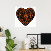 ハロウィンハート ブラックハート型 イベント ポスター (ホームオフィス)