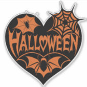 ハロウィンハート ブラックハート型 クモの巣 シール (正面)