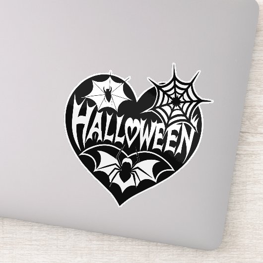ハロウィンハート ブラックハート型 クモの巣 シール (詳細)