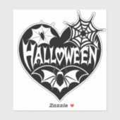 ハロウィンハート ブラックハート型 クモの巣 シール (シート)
