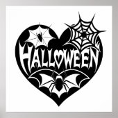 ハロウィンハート ブラックハート型 クモの巣 ポスター (正面)