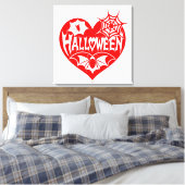 ハロウィンハート、赤いハートの形、クモの巣 キャンバスプリント (インサイチュ (寝室))