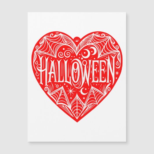 ハロウィンハート, 赤いハートの形, 休日 マグネット招待状 (正面)