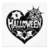 ハロウィンハート、黒いハートの形、クモの巣 フォトプリント (正面)