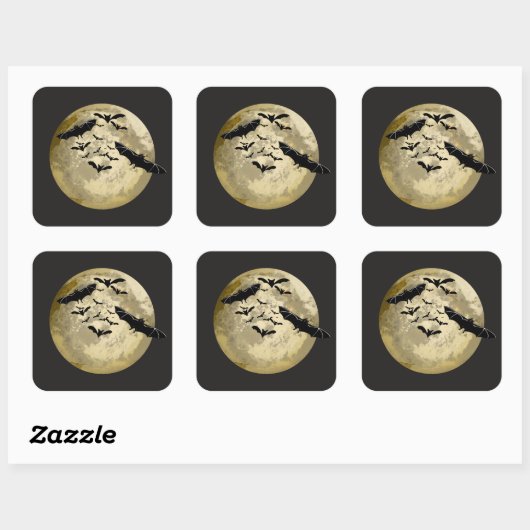 ハロウィンハーベストフルムーンアンドナイトフライトこうもり スクエアシール (シート)