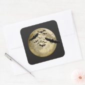 ハロウィンハーベストフルムーンアンドナイトフライトこうもり スクエアシール (封筒)