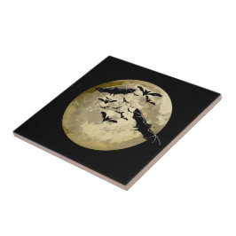 ハロウィンハーベストフルムーンアンドナイトフライトこうもり タイル