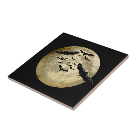 ハロウィンハーベストフルムーンアンドナイトフライトこうもり タイル (側面)