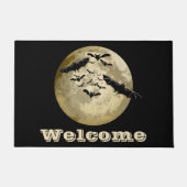 ハロウィンハーベストフルムーンアンドナイトフライトこうもり ドアマット (正面)