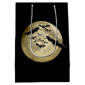 ハロウィンハーベストフルムーンアンドナイトフライトこうもり ミディアムペーパーバッグ (裏面)