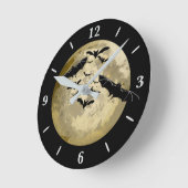 ハロウィンハーベストフルムーンアンドナイトフライトこうもり ラウンド壁時計 (傾斜)
