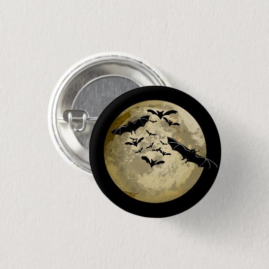 ハロウィンハーベストフルムーンアンドナイトフライトこうもり 缶バッジ (正面&裏面)