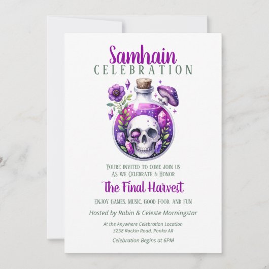 ハロウィンハーベストポーションボトルハローウィンパーティ 招待状 (正面)