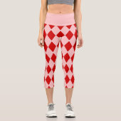 ハロウィンハーレキンピンクレッドジェスター カプリレギンス (正面)