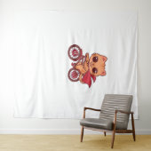 ハロウィンバイクリードの吸血鬼キャット – Cute 不気味 K タペストリー (インサイチュ(横))