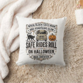 ハロウィンバス運転手スプーキー ビンテージ風彫刻 シャツ クッション (ブランケット)