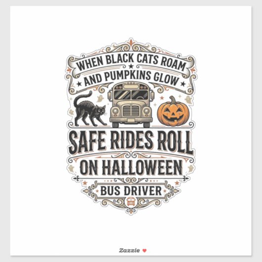 ハロウィンバス運転手スプーキー ビンテージ風彫刻 シャツ シール (シート)