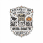 ハロウィンバス運転手スプーキー ビンテージ風彫刻 シャツ シール (正面)