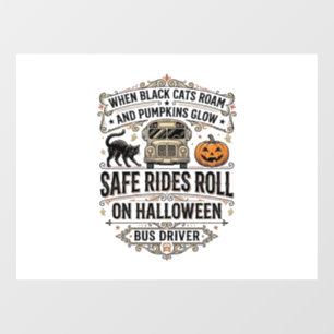 ハロウィンバス運転手スプーキー ビンテージ風彫刻Tシャツ ウィンドウサイン