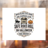 ハロウィンバス運転手スプーキー ビンテージ風彫刻Tシャツ ウィンドウサイン (シート2)