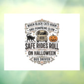 ハロウィンバス運転手スプーキー ビンテージ風彫刻Tシャツ ウィンドウサイン (シート3)
