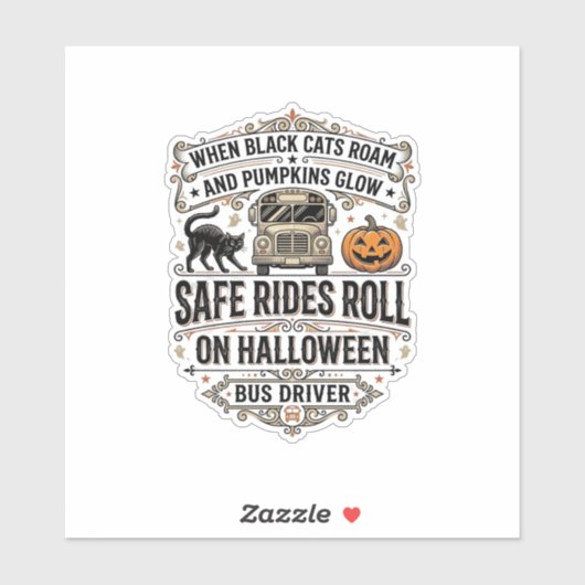 ハロウィンバス運転手スプーキー ビンテージ風彫刻Tシャツ シール (シート)