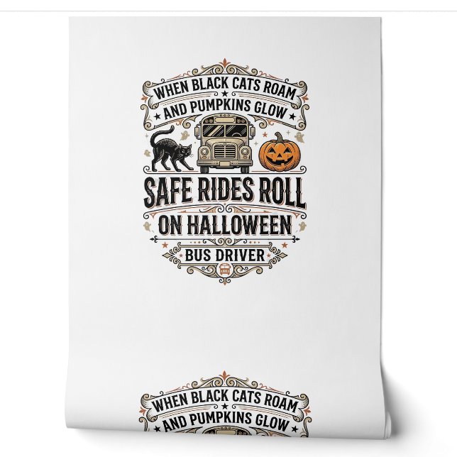 ハロウィンバス運転手スプーキー ビンテージ風彫刻Tシャツ 壁紙 (ほどく)