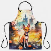 ハロウィンバセンジとカボチャ怖い エプロン (正面)