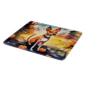 ハロウィンバセンジとカボチャ怖い カッティングボード (角)