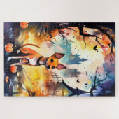 ハロウィンバセンジとカボチャ怖い ジグソーパズル (横)