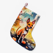 ハロウィンバセンジとカボチャ怖い スモールクリスマスストッキング (正面 (吊り時))