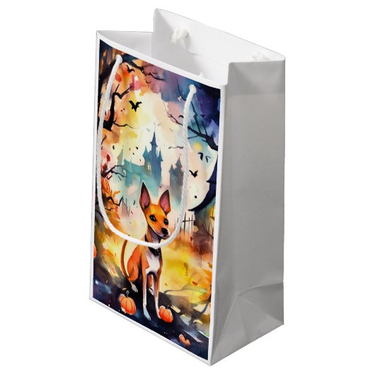 ハロウィンバセンジとカボチャ怖い スモールペーパーバッグ (裏面アングル)