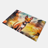 ハロウィンバセンジとカボチャ怖い ドアマット (アングル)