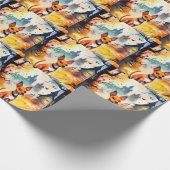 ハロウィンバセンジとカボチャ怖い ラッピングペーパー (角)