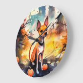 ハロウィンバセンジとカボチャ怖い ラージ壁時計 (傾斜)