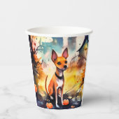 ハロウィンバセンジとカボチャ怖い 紙コップ (正面)