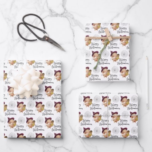 ハロウィンバニーラッピング紙フラットシートセット3 ラッピングペーパーシート (正面)