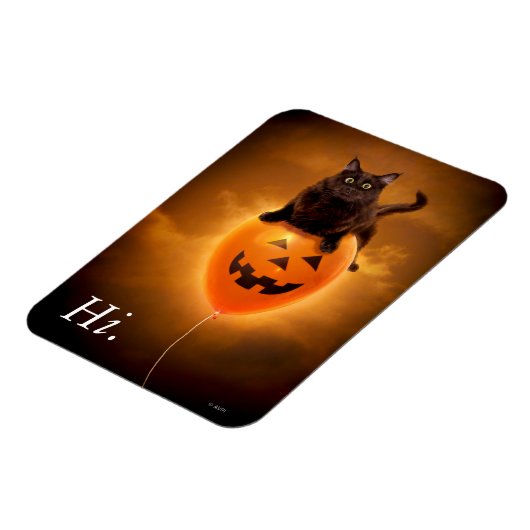 ハロウィンバルーンの上の猫 マグネット (左側)