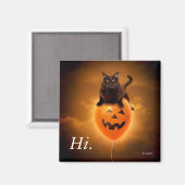 ハロウィンバルーンの上の猫 マグネット (正面/裏面)