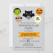 ハロウィンバルーンよくはしゃぐ誕生日パーティー 招待状 (正面)