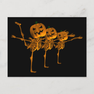 ハロウィンバレエ踊りスケルトン ポストカード
