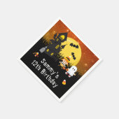 ハロウィンバースデーパーティーウィッチ幽霊オレンジ スタンダードカクテルナプキン (角)