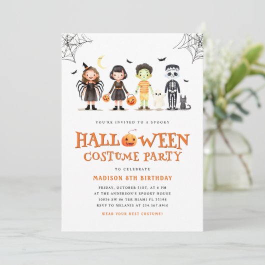 ハロウィンバースデーパーティーキッズ不気味招待状 招待状 (スタンド正面)