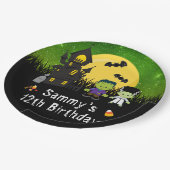 ハロウィンバースデーパーティースモンスターズ緑 ペーパープレート (アングル)