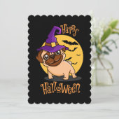 ハロウィンパグのフラットグリーティングカード 招待状 (スタンド正面)