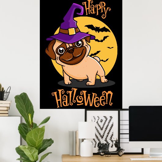 ハロウィンパグポスター ポスター (ホームオフィス)