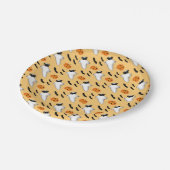 ハロウィンパグ幽霊カウトパンプキンこうもりイエロー ペーパープレート (アングル)