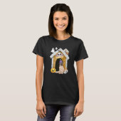 ハロウィンパグ犬魔女お化け屋敷 Tシャツ (正面フル)