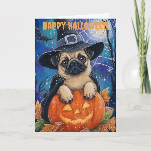 ハロウィンパグ犬 シーズンカード (正面)