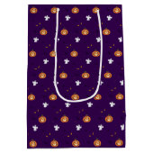 ハロウィンパターンと不気味なメッセージ ミディアムペーパーバッグ (裏面)